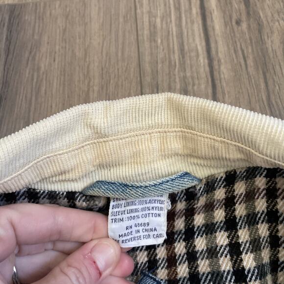 Vintage Blanket Lined Light Wash Denim Barn Chore Jacket Coat Large Read Stain - Picture 10 of 15